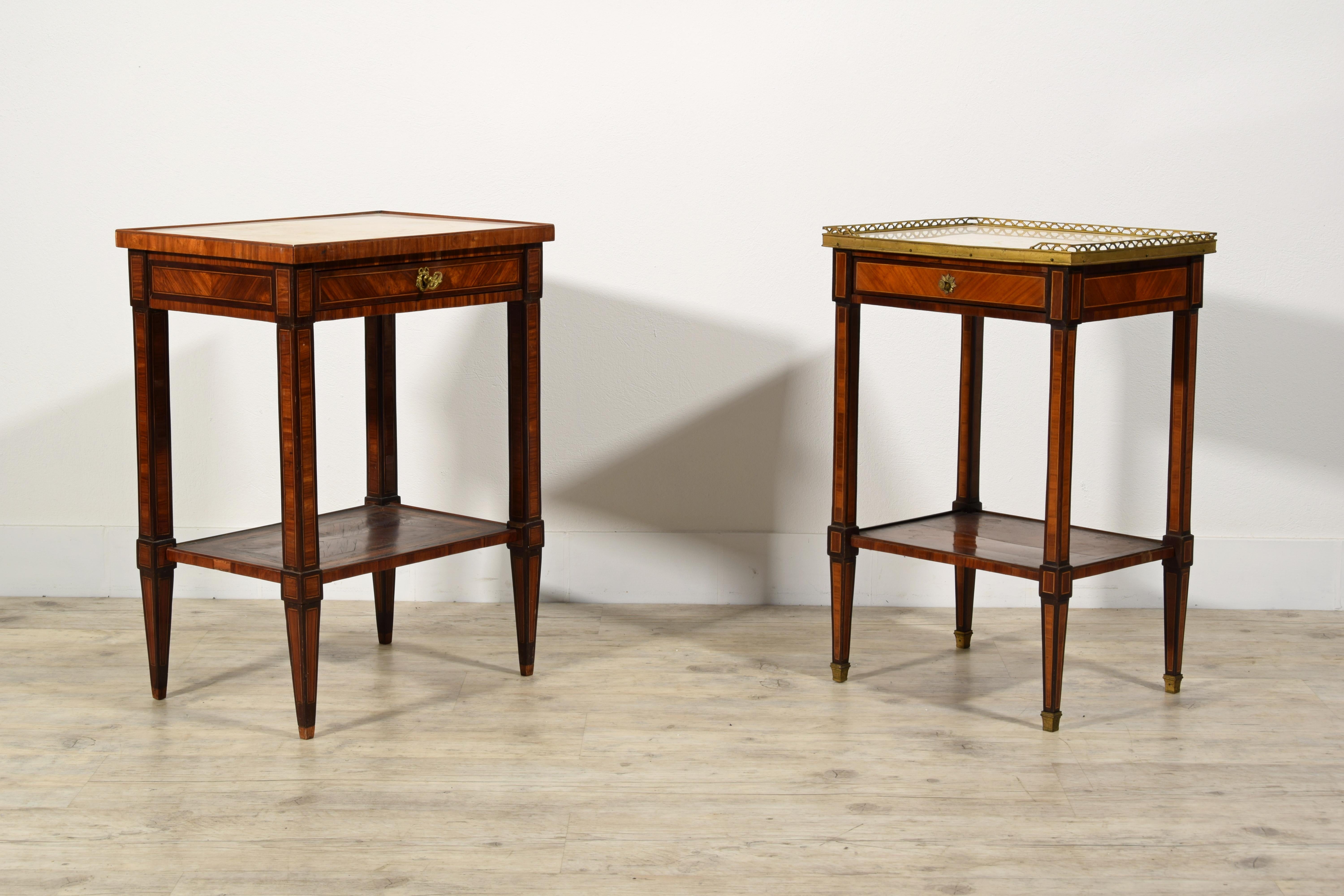 18th Century, Two French Louis XVI Veneered Wood Center Tables or Night Stands For Sale 3