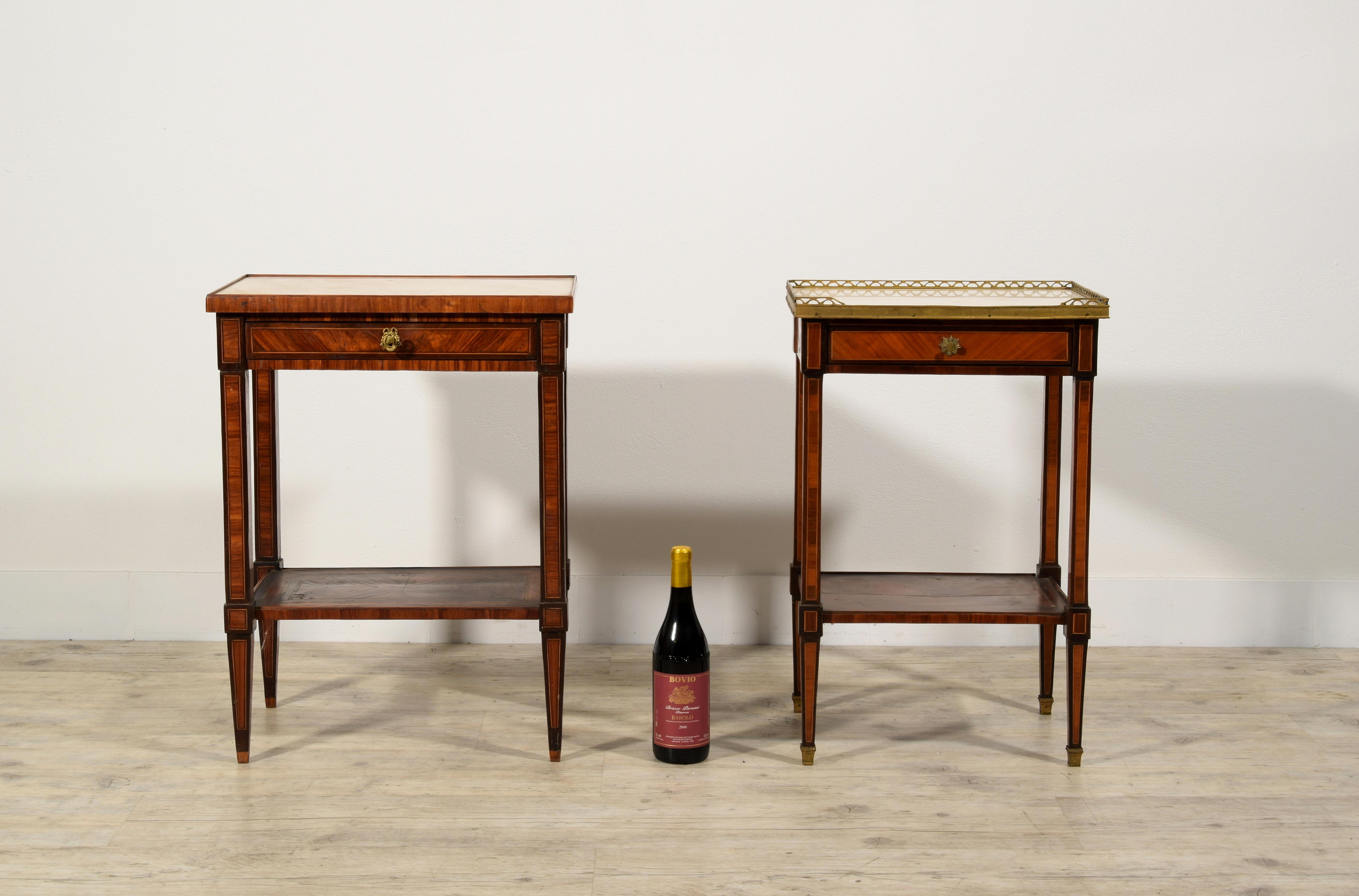18th Century, Two French Louis XVI Veneered Wood Center Tables or Night Stands For Sale 4