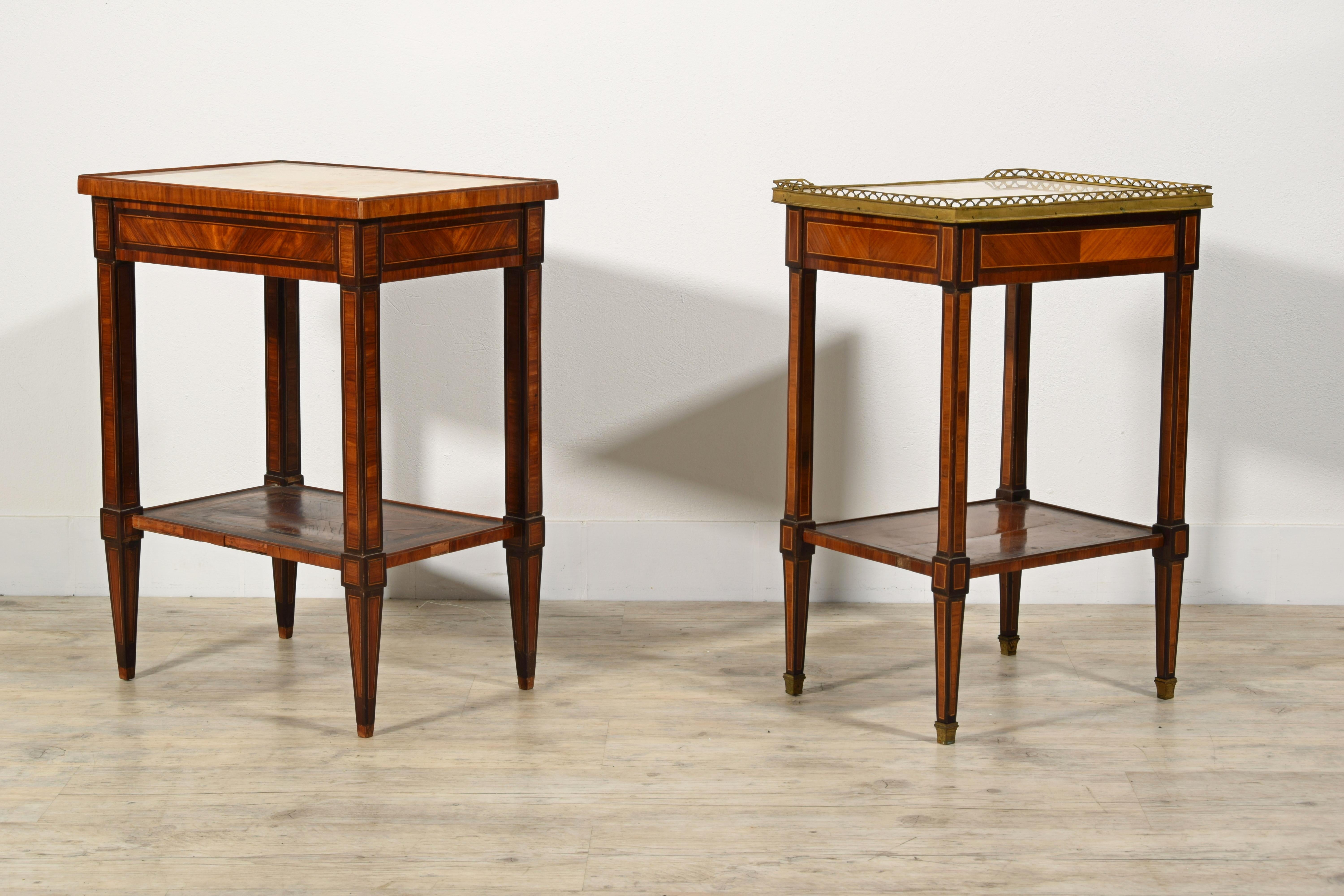 18th Century, Two French Louis XVI Veneered Wood Center Tables or Night Stands For Sale 5