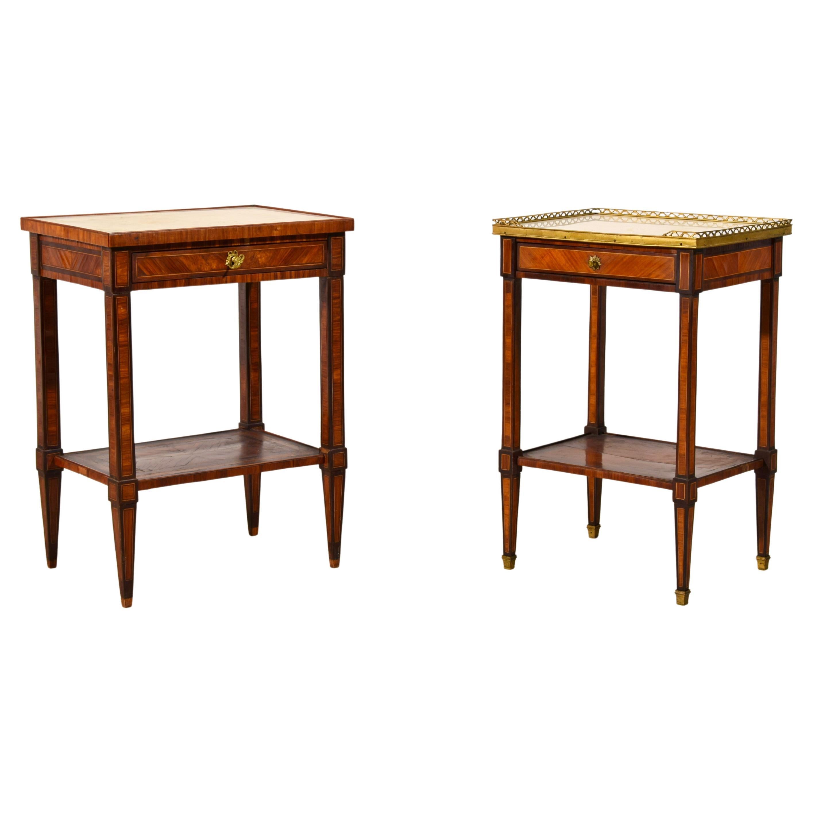 18th Century, Two French Louis XVI Veneered Wood Center Tables or Night Stands For Sale