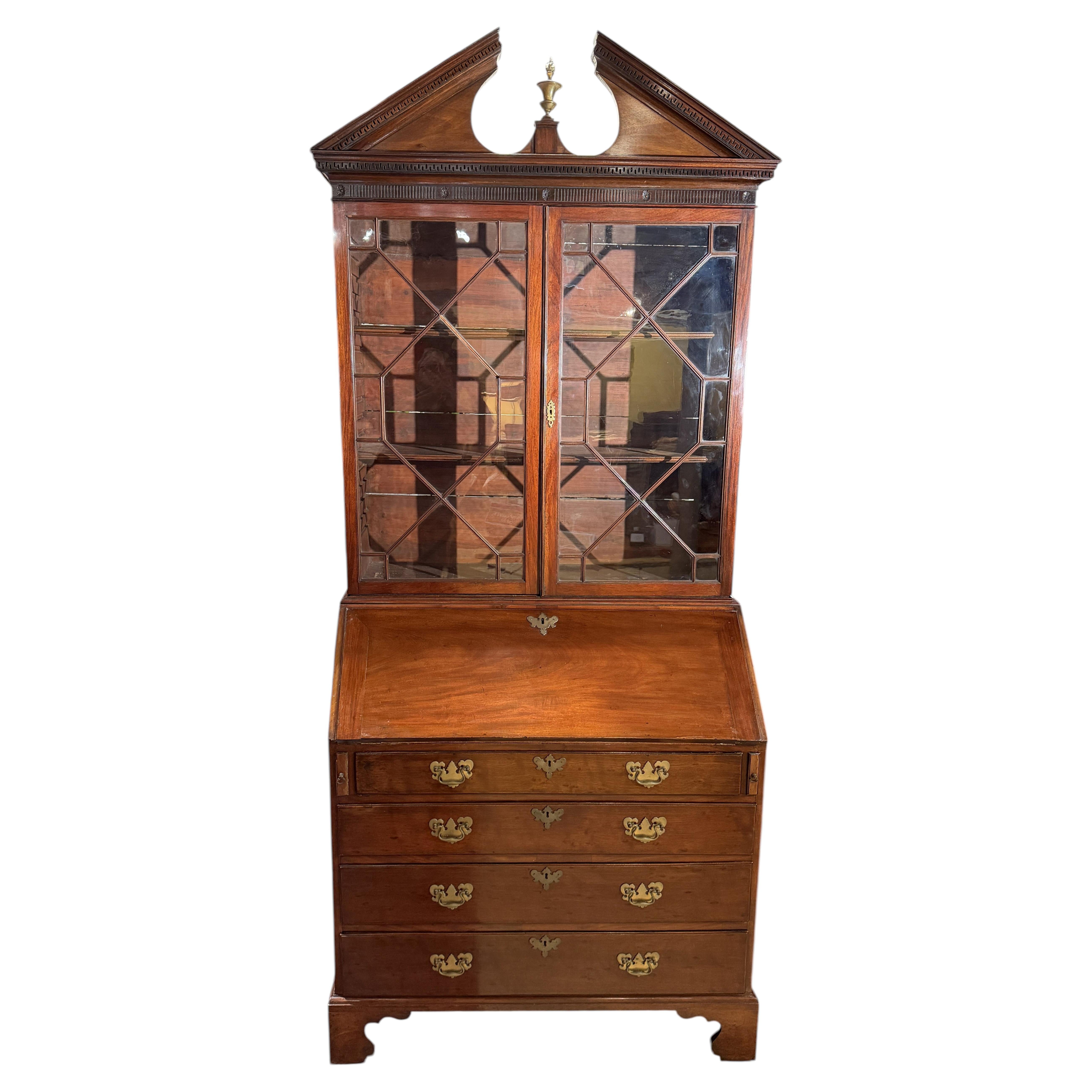 18th Century Two Part Georgian Secretary Bookcase Desk in Mahogany