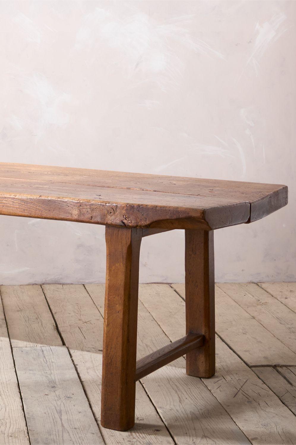 Mesa de comedor de dos tablones de olmo del siglo XVIII en Bueno Estado en Malton, GB