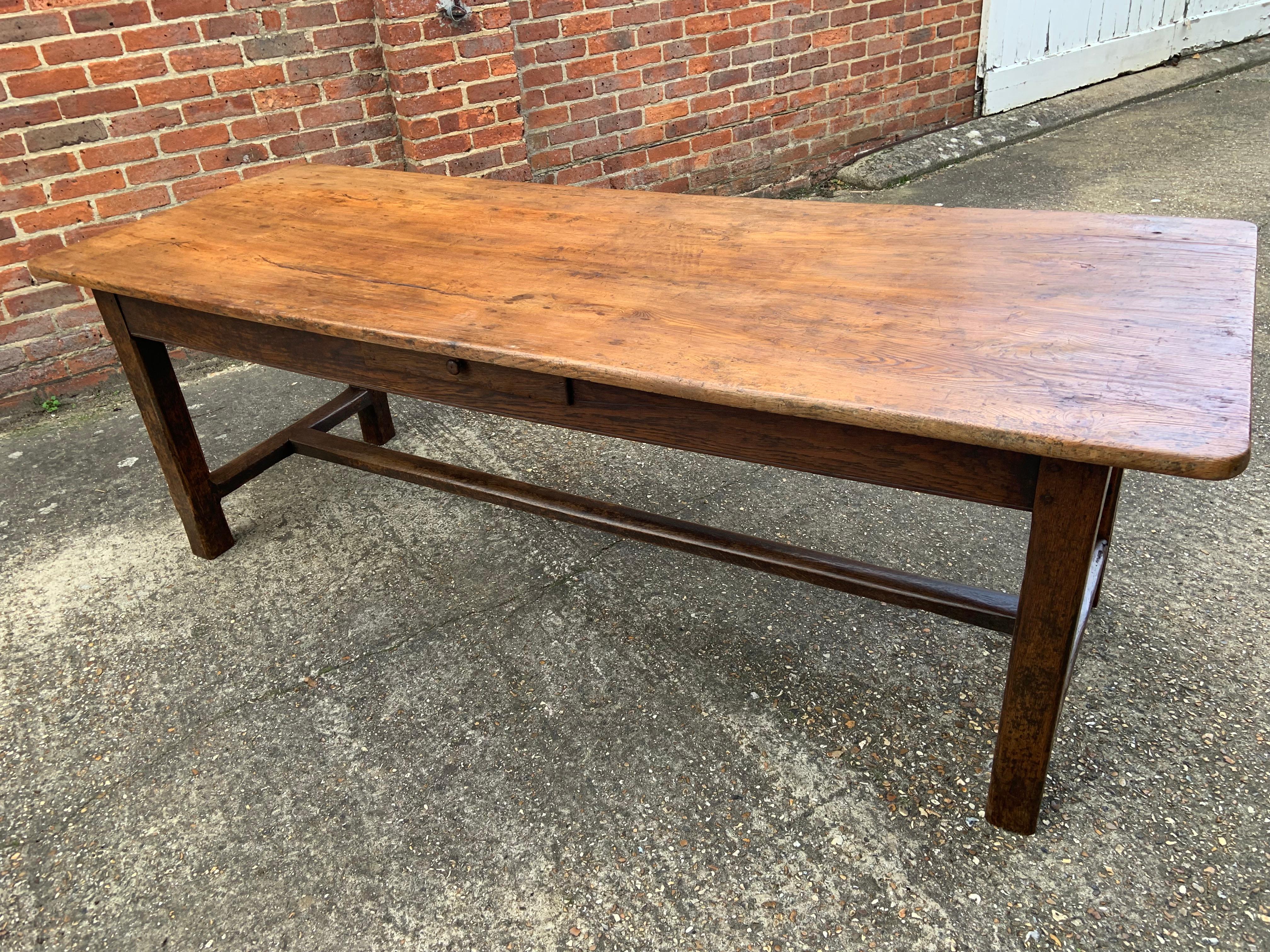 French 18th Century Two Plank Elm Farmhouse Table 