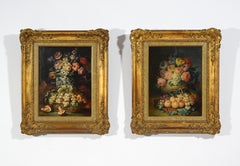 18th Century, Two Still Lifes with Flowers and Fruits by Italian Paintings