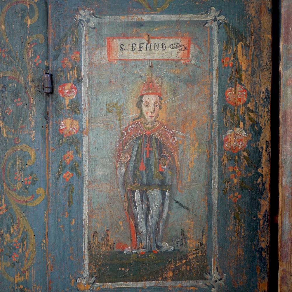 Fir 18th Century Tyrolean Blue Painted Wardrobe, 1793