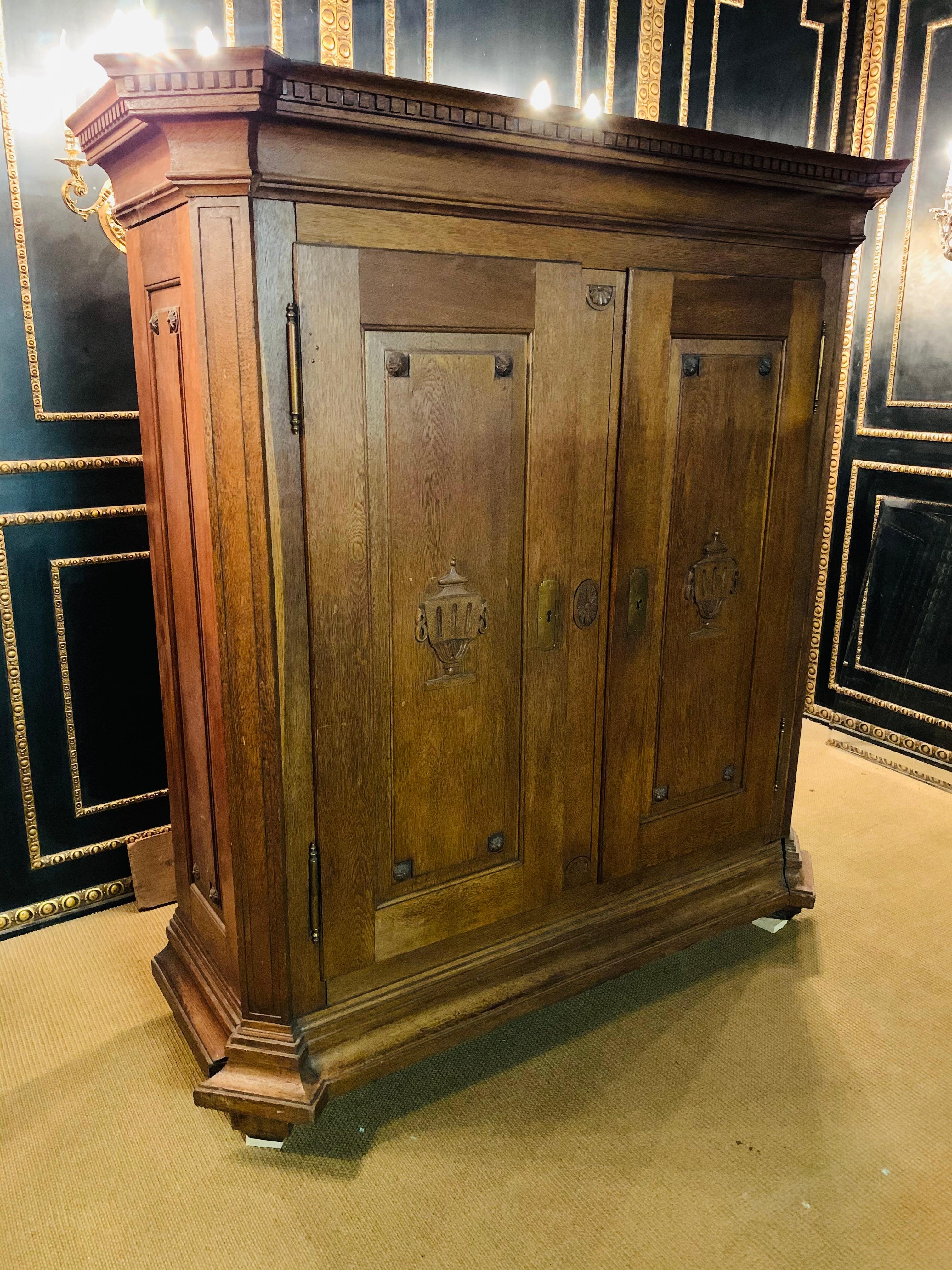 German 18th Century Unique Louis Seize Classicism Hallway Cupboard circa 1790 Oak For Sale