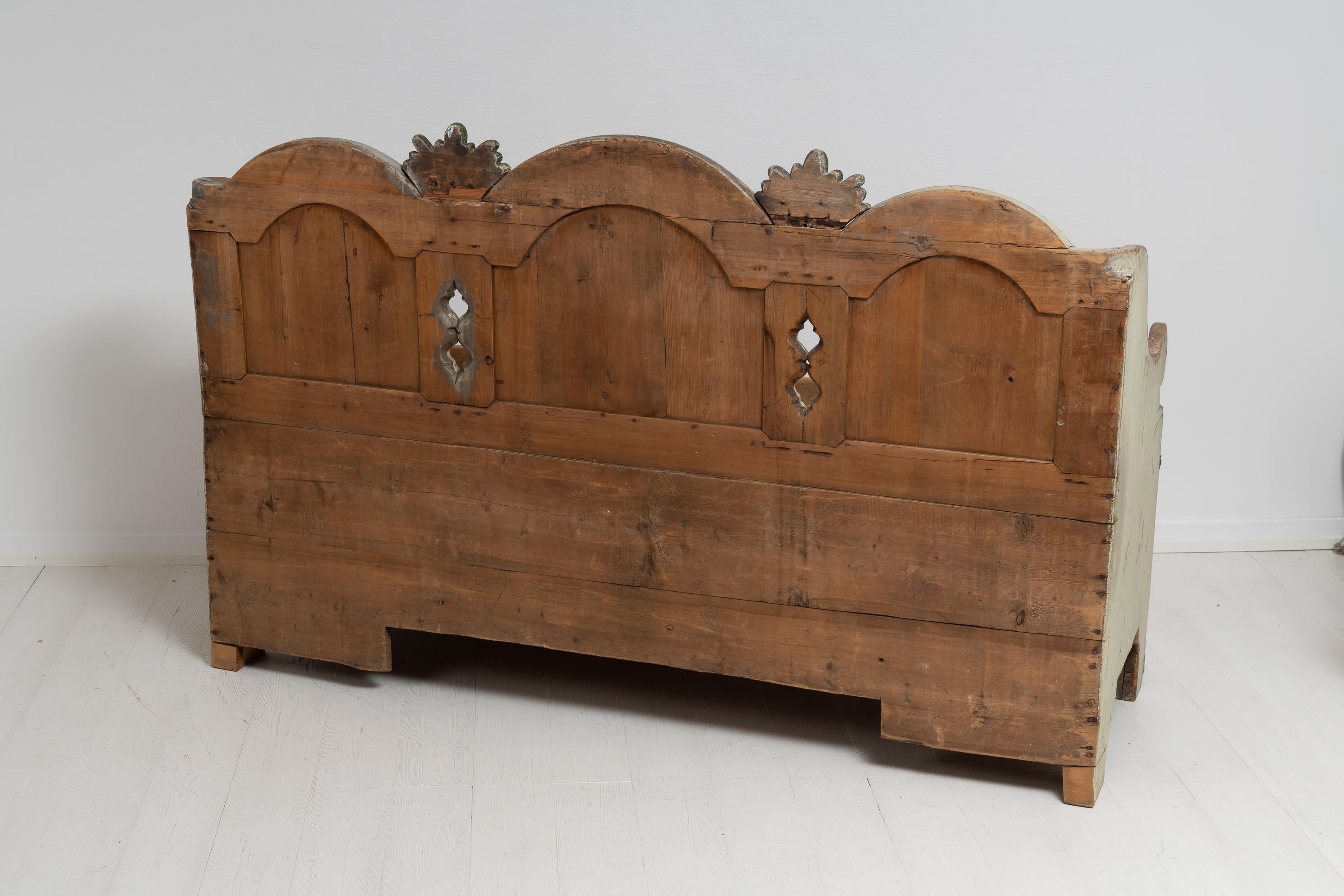 18th Century Unique Swedish Painted Rococo Folk Art Sofa 9