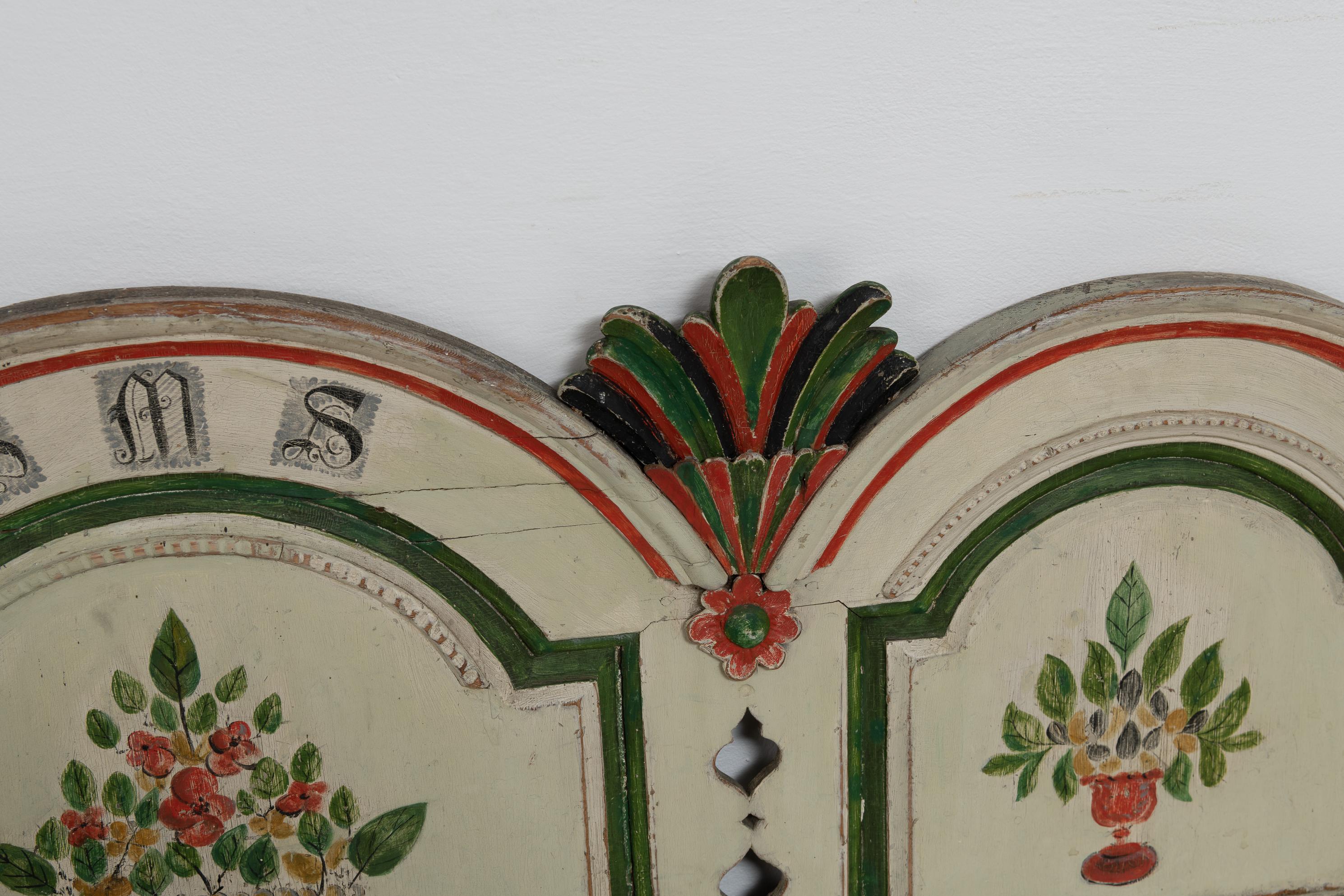 18th Century Unique Swedish Painted Rococo Folk Art Sofa 1