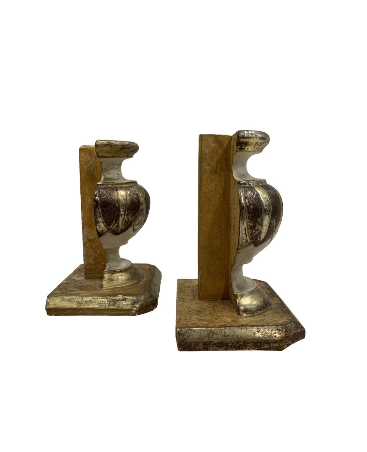 Italian 18th Century Urn Fragments in Original Paint and Gilt, Pair For Sale