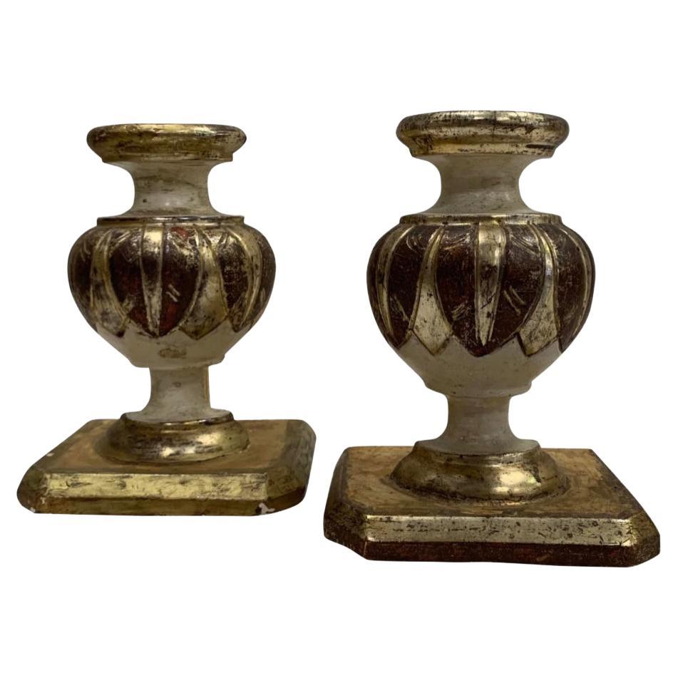 18th Century Urn Fragments in Original Paint and Gilt, Pair
