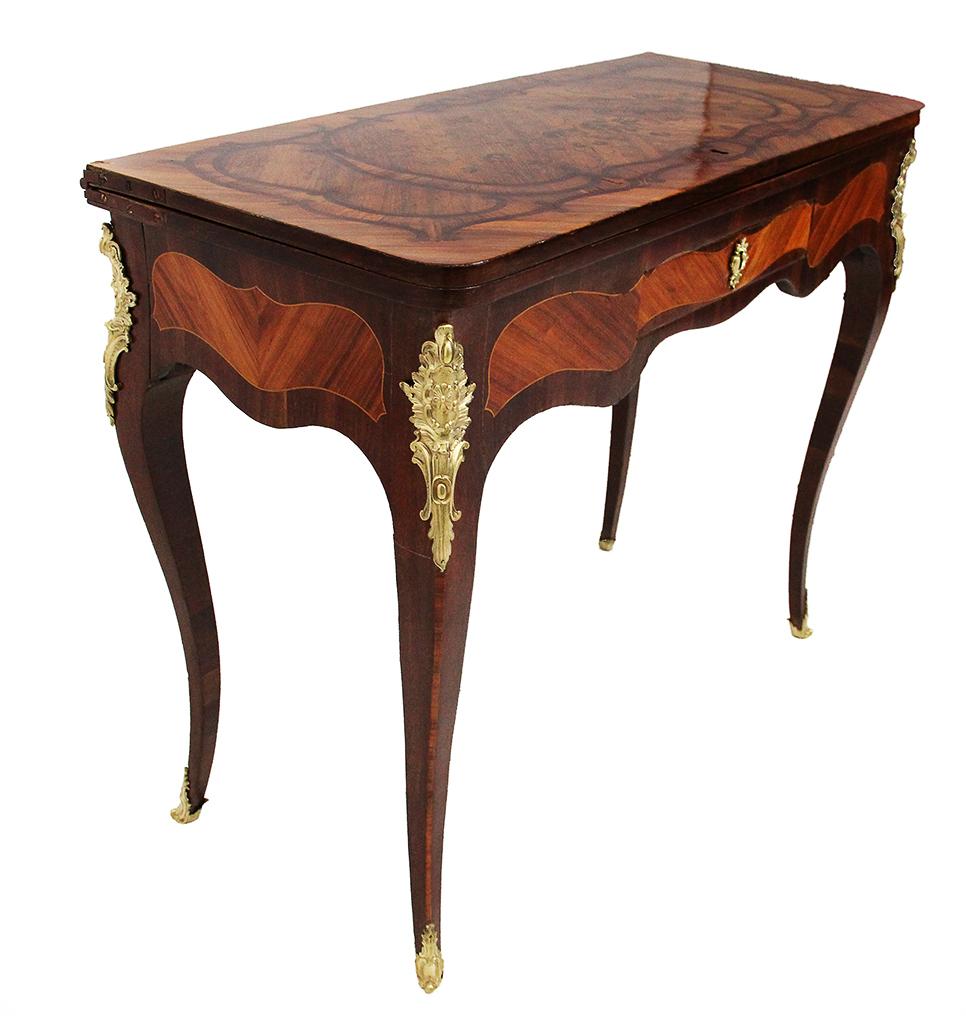 Louis XV 18th Century Vanity and Writing Table Combined, Stamp Roussel Flower Marquetry For Sale