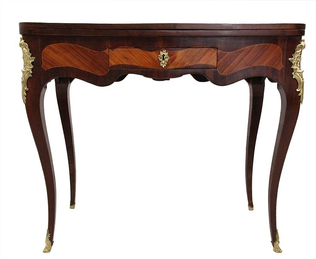 18th Century and Earlier 18th Century Vanity and Writing Table Combined, Stamp Roussel Flower Marquetry For Sale