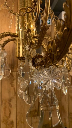 Varennes-Kronleuchter aus Bronze und Kristall aus dem 18. Jahrhundert mit 6 Lichtern