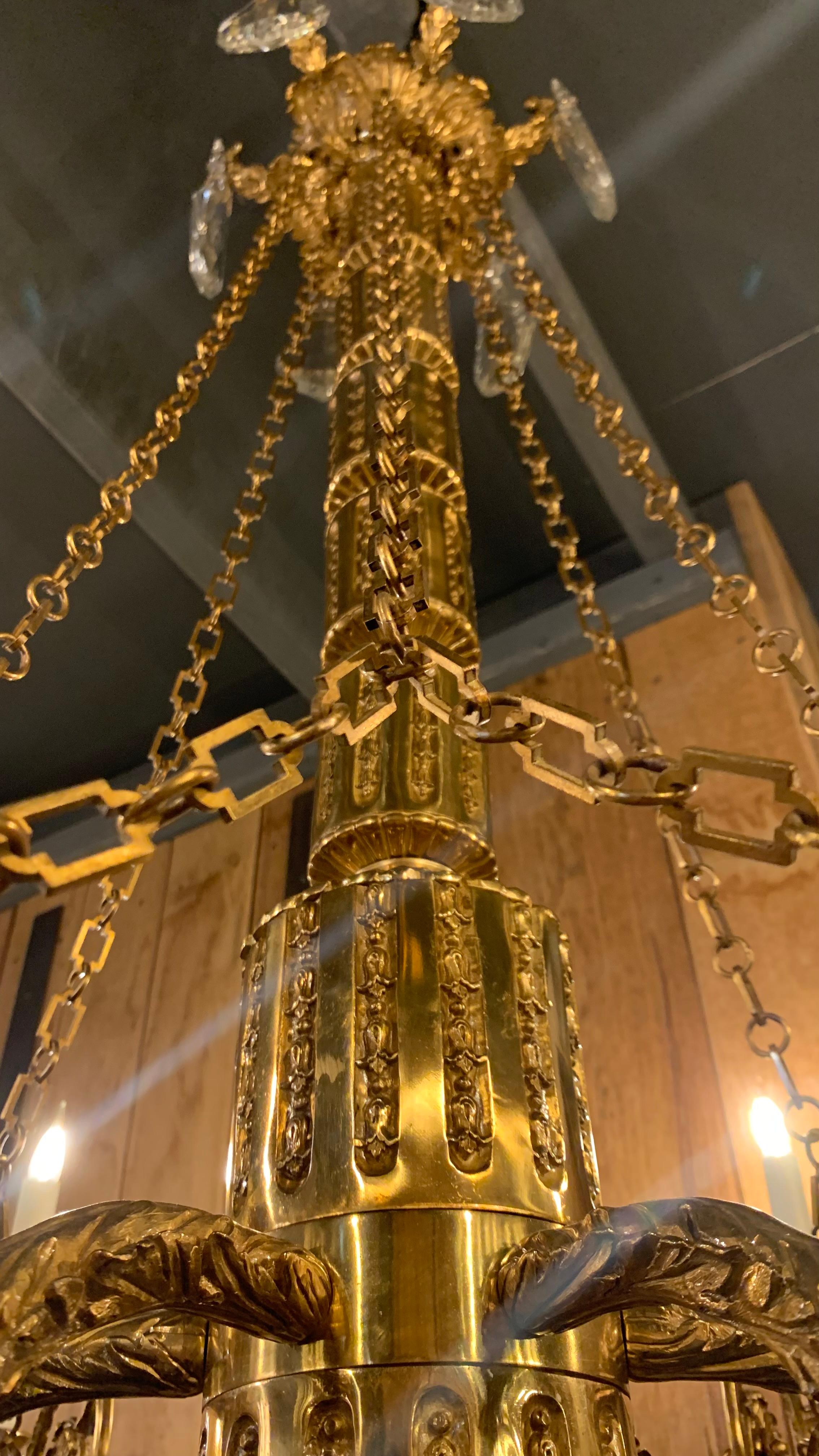 18th Century Varennes Chandelier with 6 Lights in Bronze and Crystal For Sale 3