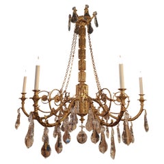 18th Century Varennes Chandelier with 6 Lights in Bronze and Crystal