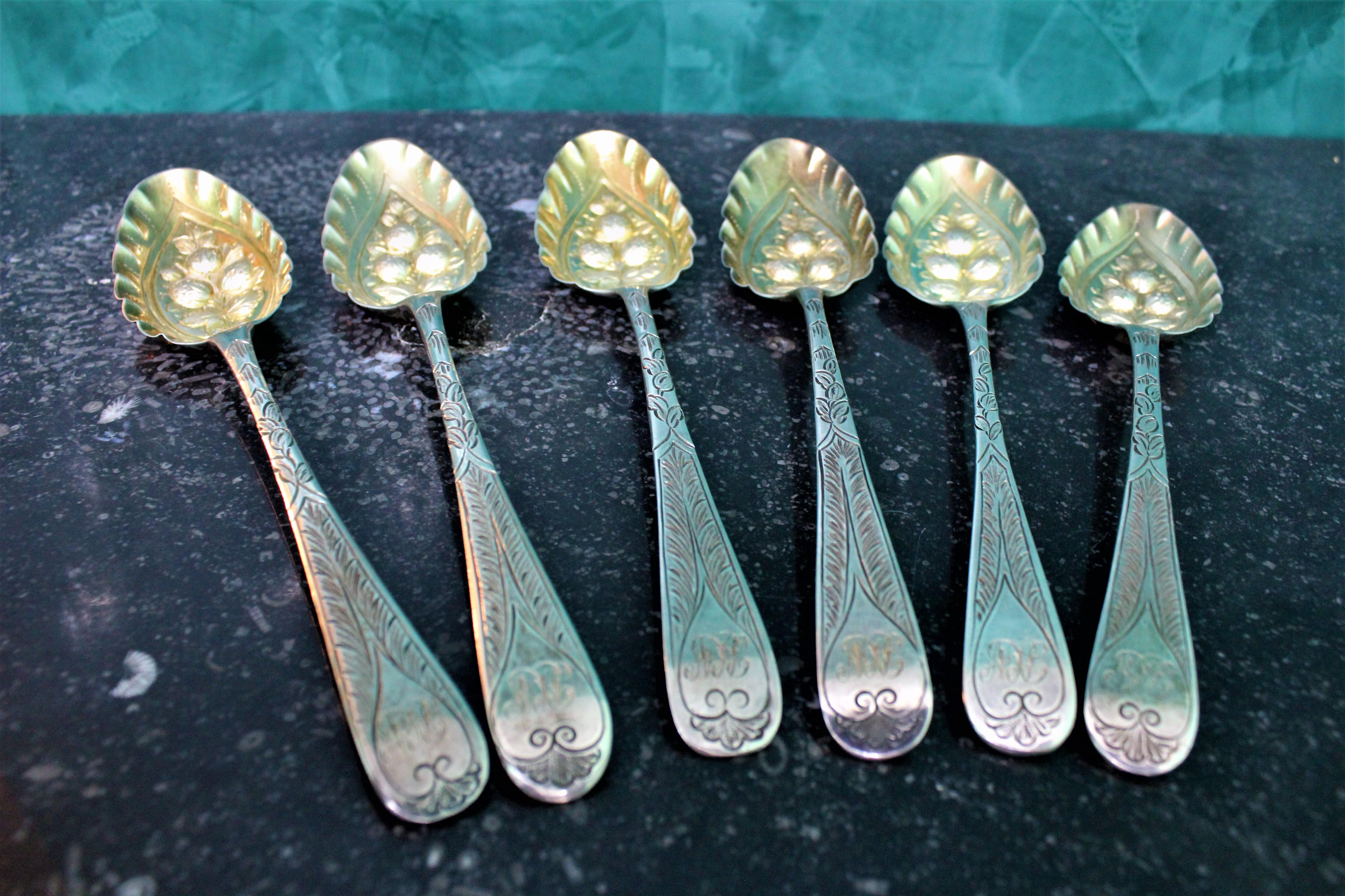 18th Century Various Makers London Silver Rococo Engraved Spoons, 1770s For Sale 8