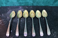 18th Century Various Makers London Silver Rococo Engraved Spoons, 1770s