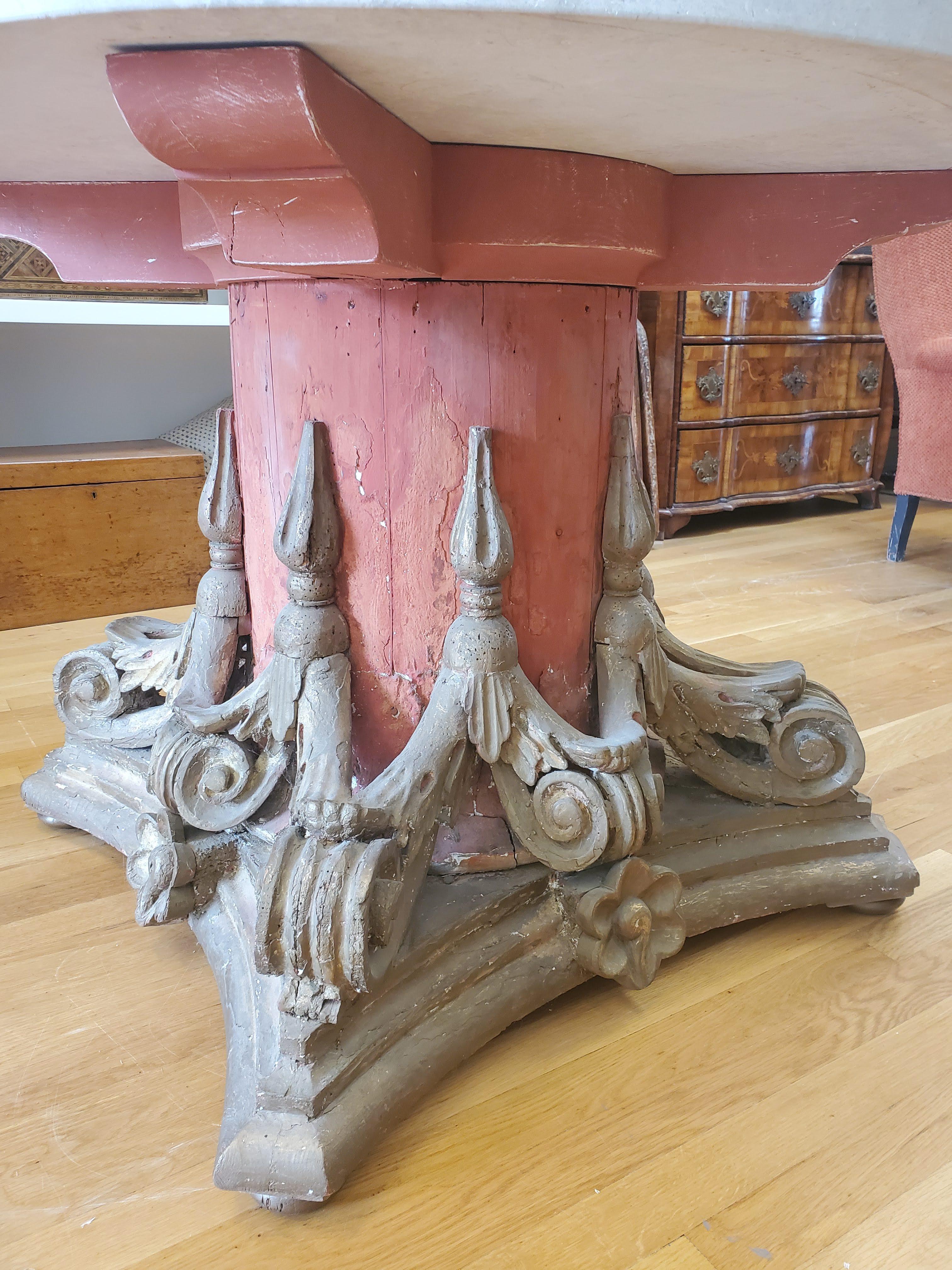 Large 18th Century Venetian Architectural Carved Capital Table with Marble Top In Good Condition In Middleburg, VA