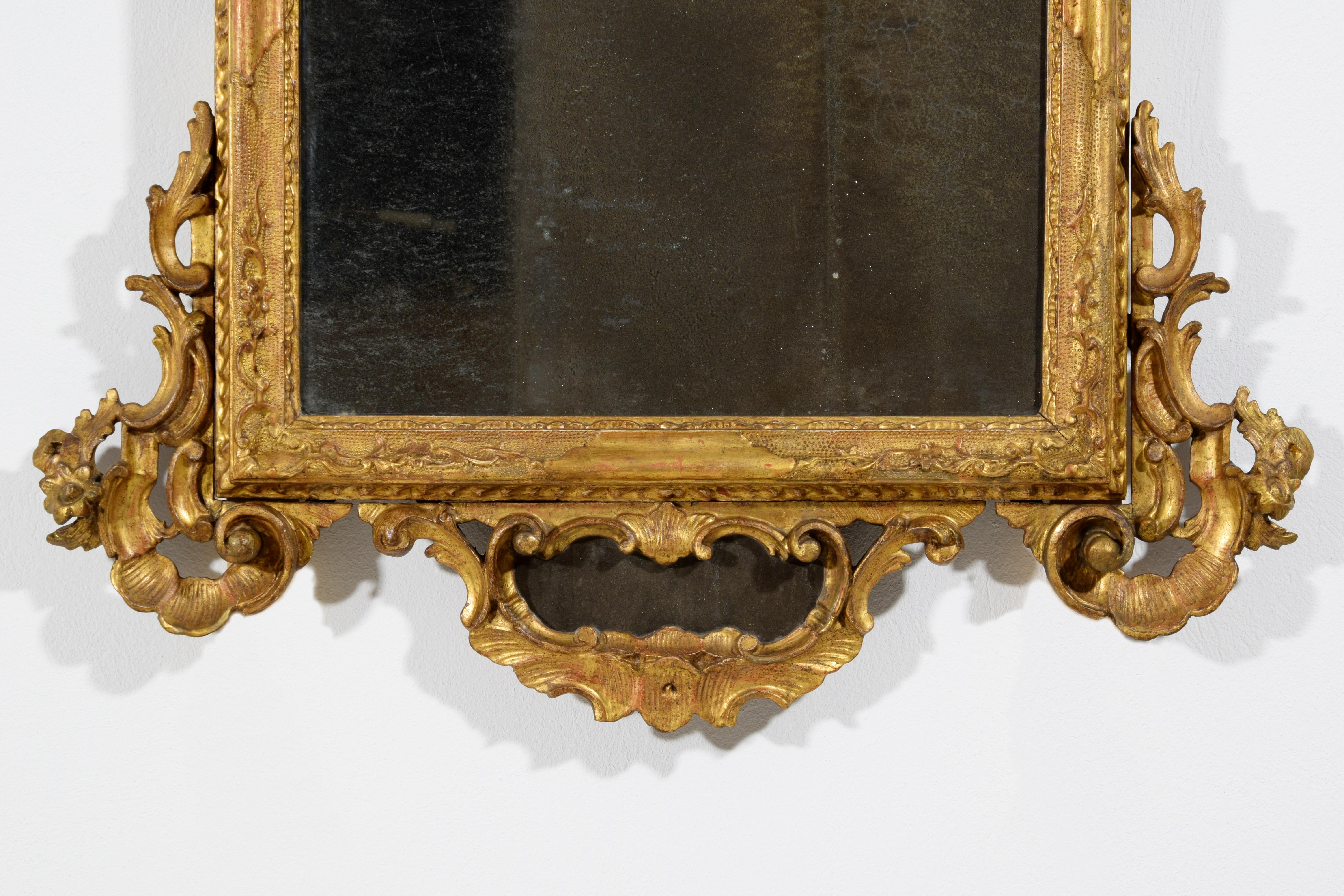 18th Century, Venetian Baroque Carved Giltwood Mirror For Sale 14