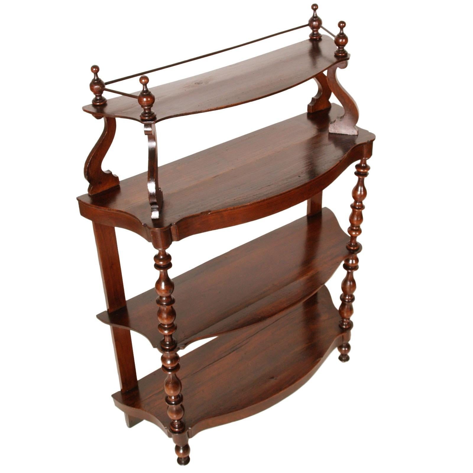 18th Century Venetian Baroque Étagère, Massive Walnut Restored and Wax Polished For Sale 1