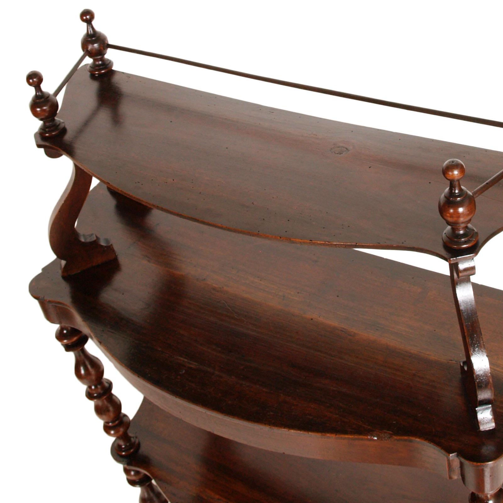 18th Century Venetian Baroque Étagère, Massive Walnut Restored and Wax Polished For Sale 3