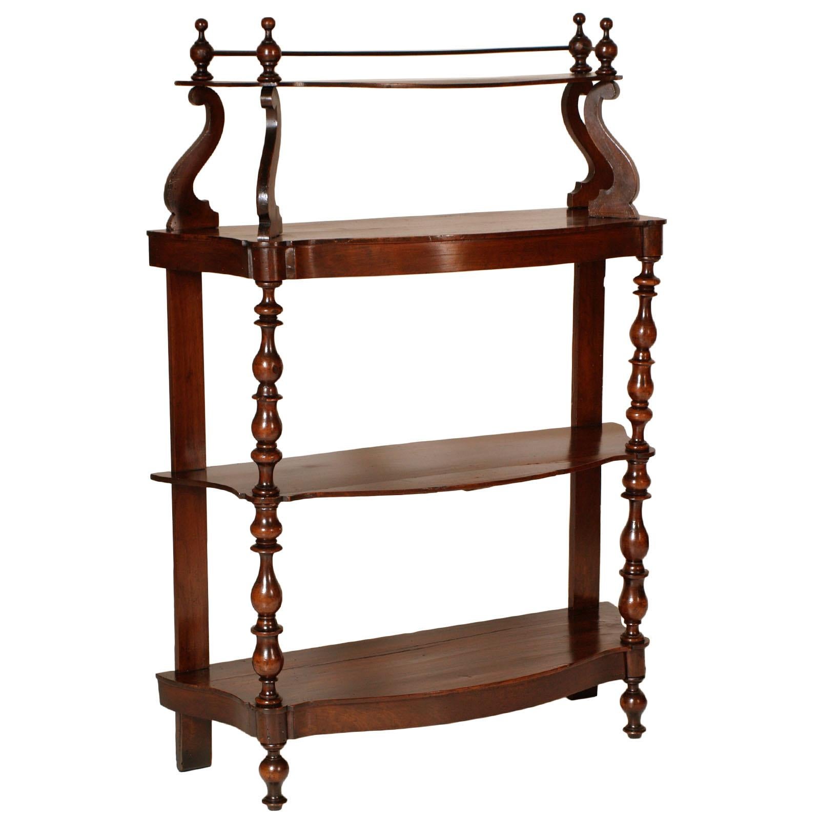 18th Century Venetian Baroque Étagère, Massive Walnut Restored and Wax Polished For Sale