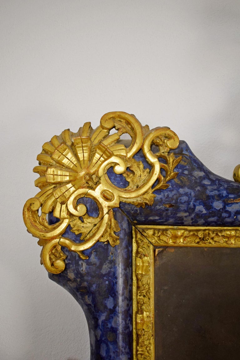 18th Century Italian Venetian Baroque Lacquered Giltwood Mirror At 1stDibs