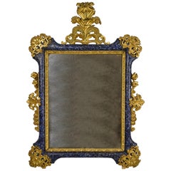 XVIIIe siècle, Italie, baroque vénitien, miroir en bois doré laqué 