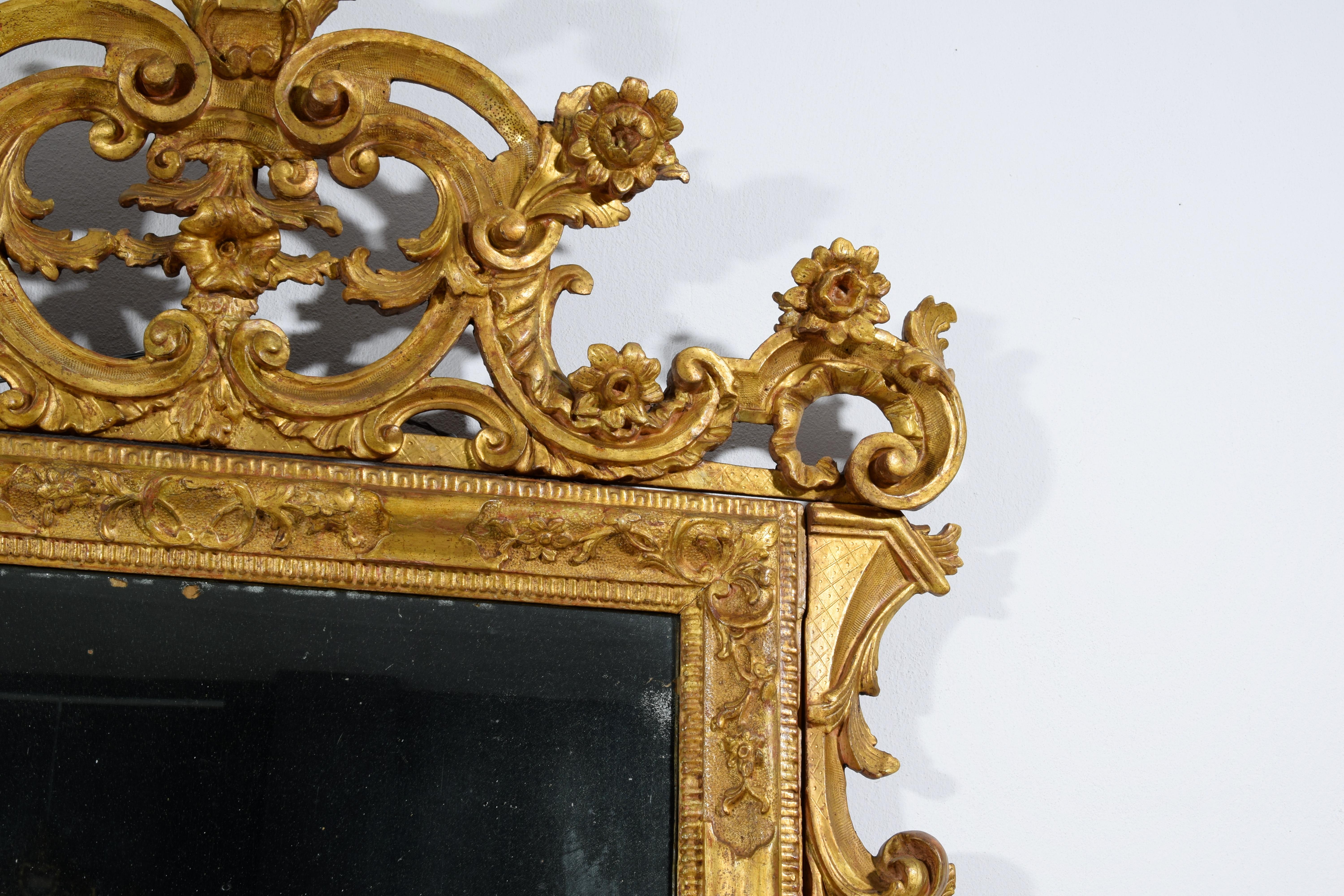 18th Century, Venetian Baroque Giltwood Mirror 3