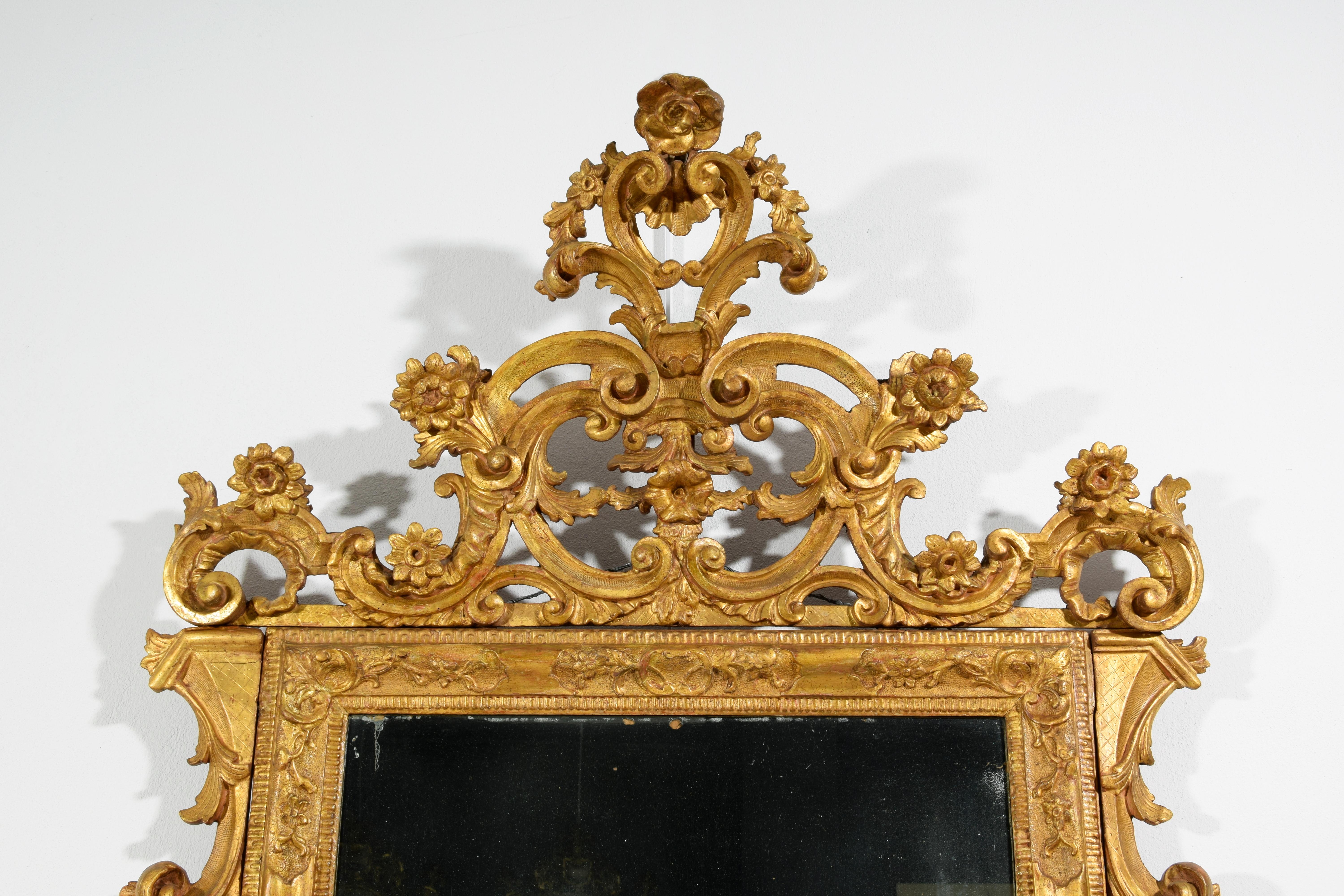 18th Century, Venetian Baroque Giltwood Mirror 5