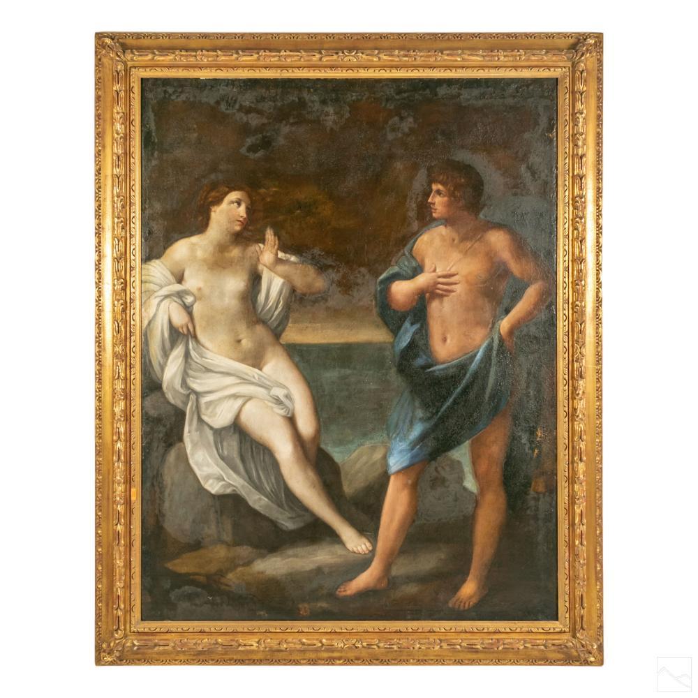 Hand-Painted 18th Century Venetian Baroque Neoclassical Oil Painting of Grand Scale For Sale