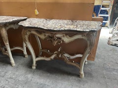"18th Century Venetian Console, Hand-Carved Wood with Marble Top"