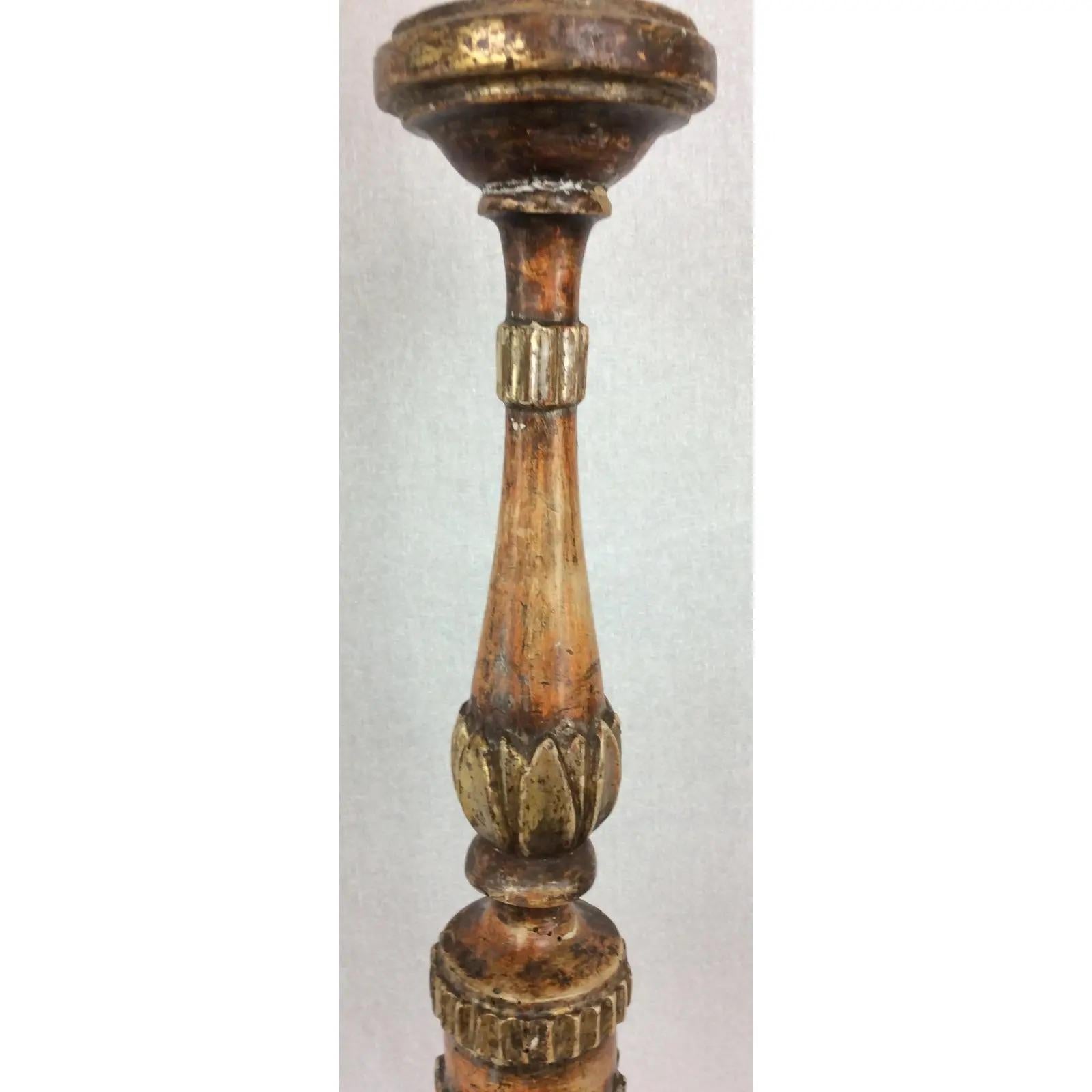 Baroque 18th Century Venetian Gilded Wood Candle Stand or Spike For Sale