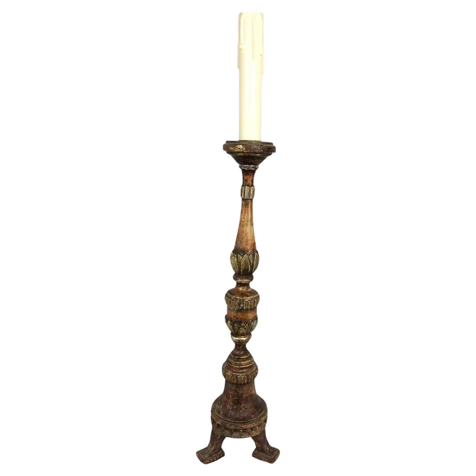 18th Century Venetian Gilded Wood Candle Stand or Spike For Sale