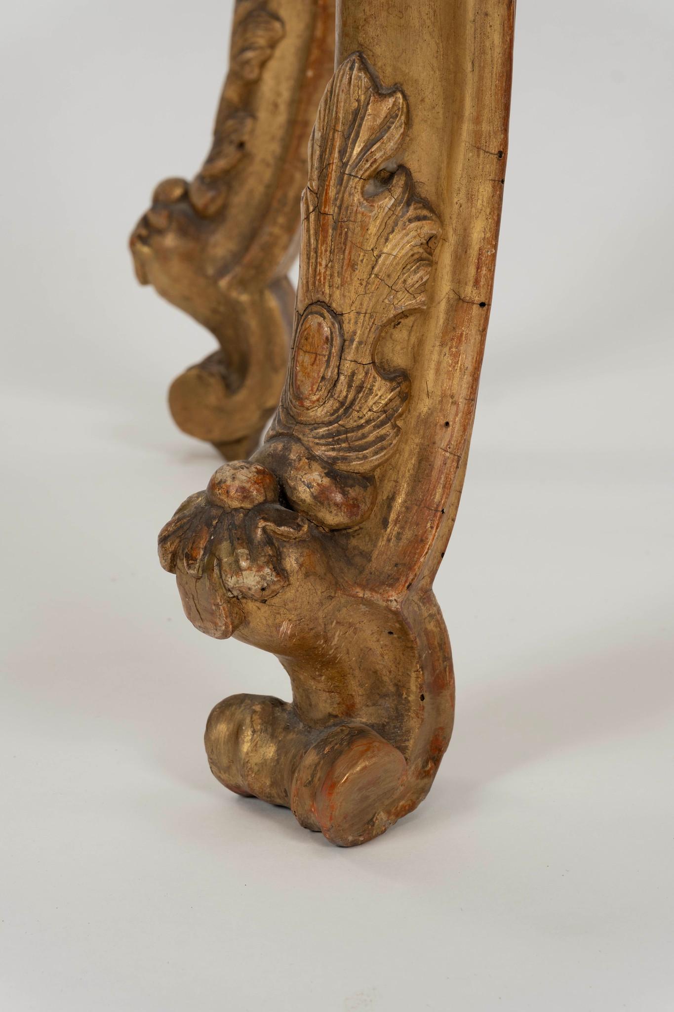 18th Century Venetian Giltwood Marble Top Console Table For Sale 3