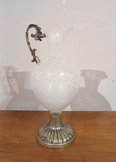 18th CENTURY VENETIAN GLASS AND SILVER JUG