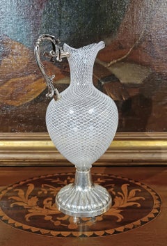 18th CENTURY VENETIAN GLASS AND SILVER JUG
