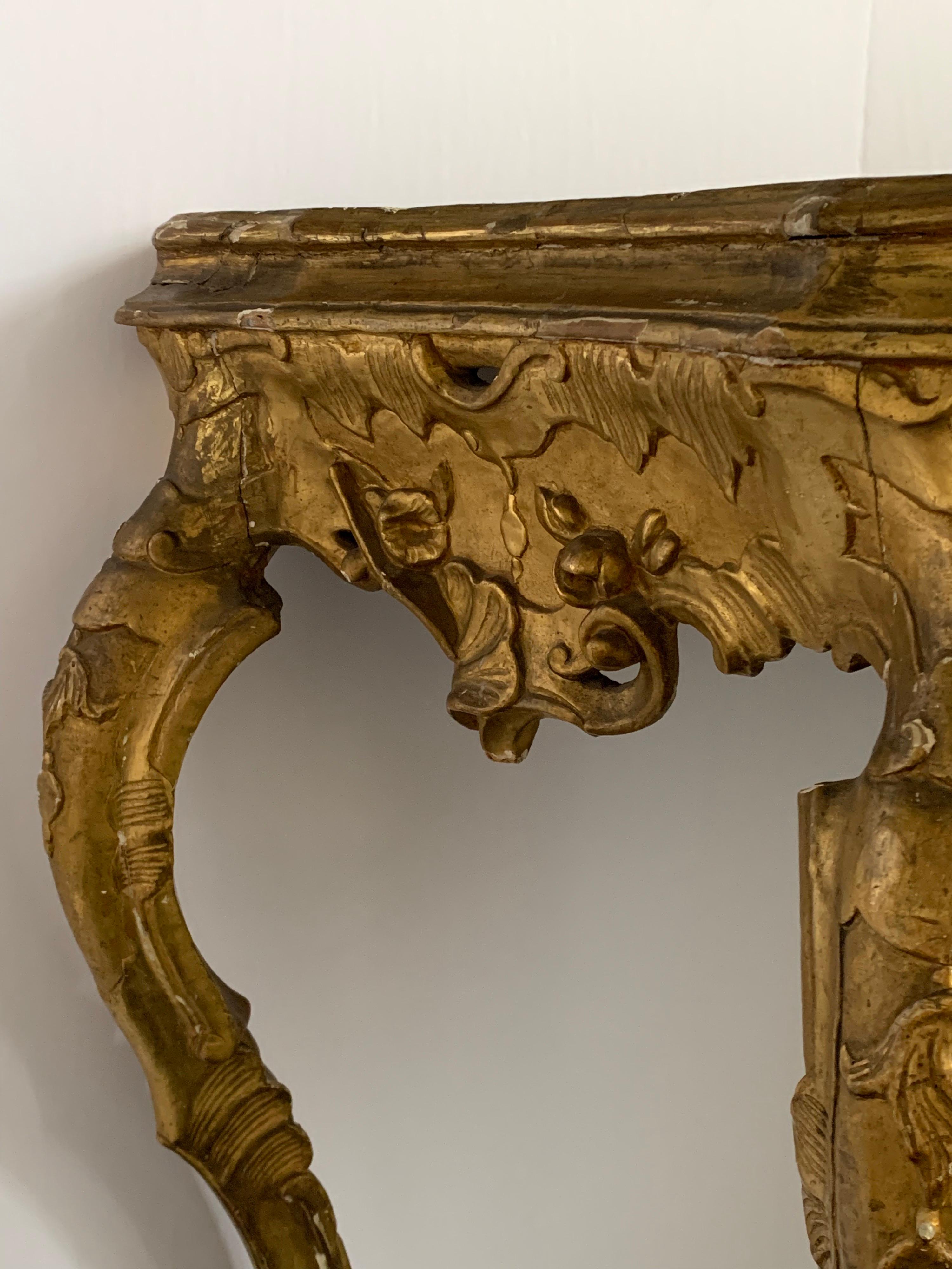 18th Century and Earlier 18th Century Venetian Gold Gilt Console from Italy For Sale