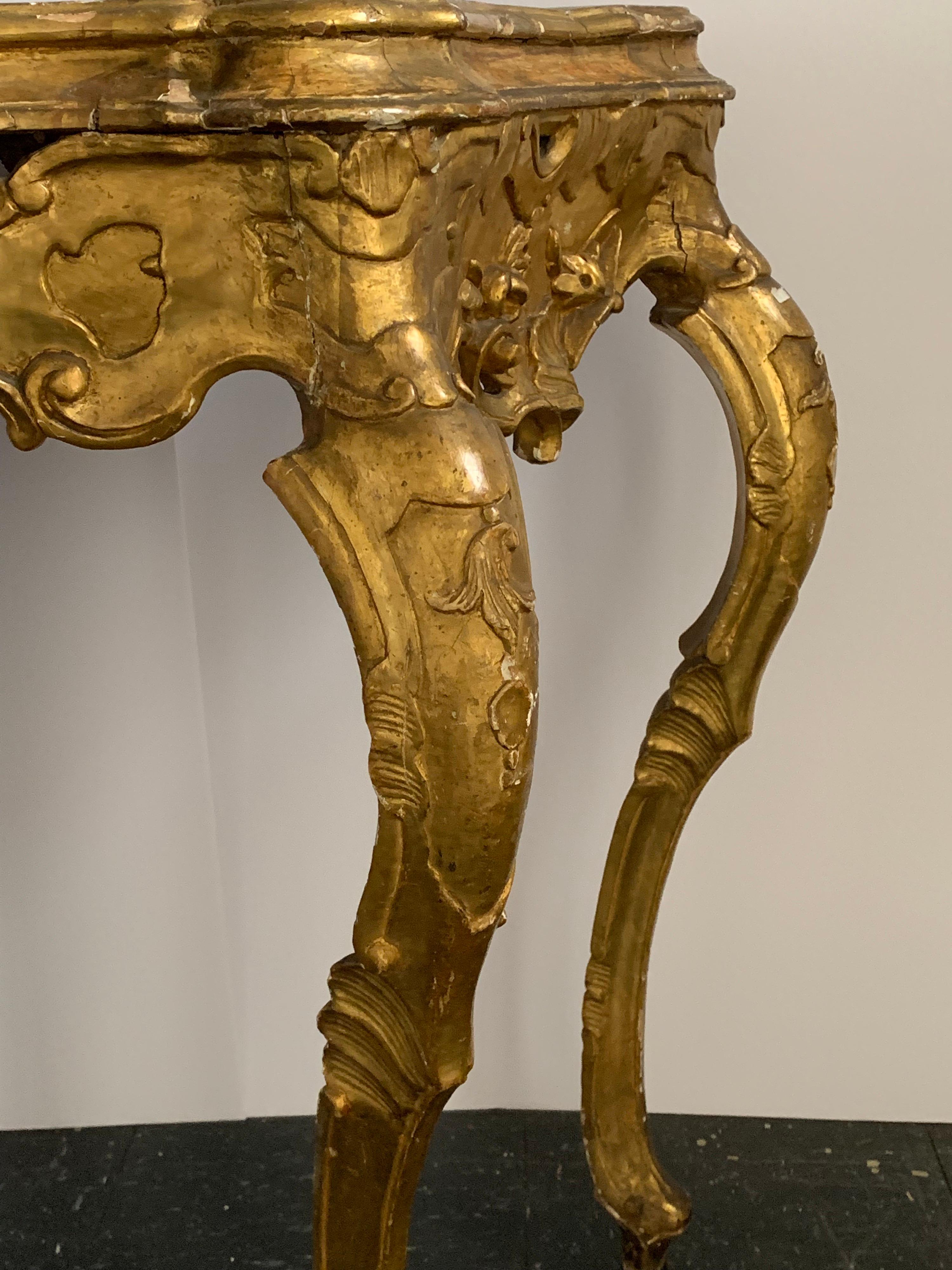 18th Century Venetian Gold Gilt Console from Italy For Sale 3