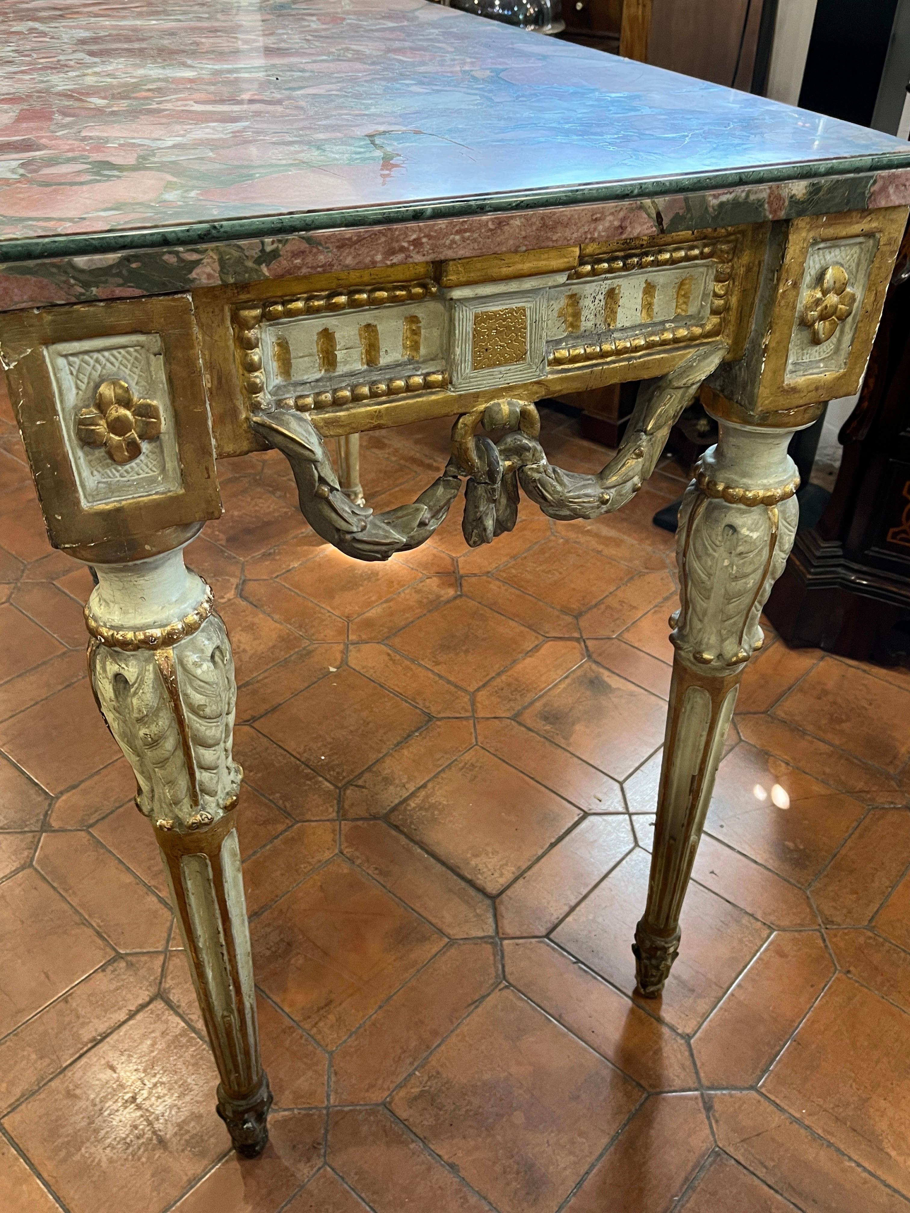 Mid-18th Century 18th Century Venetian Louis XV Hand Carved Lacquered Gilt Console Table