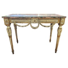 18th Century Venetian Louis XV Hand Carved Lacquered Gilt Console Table