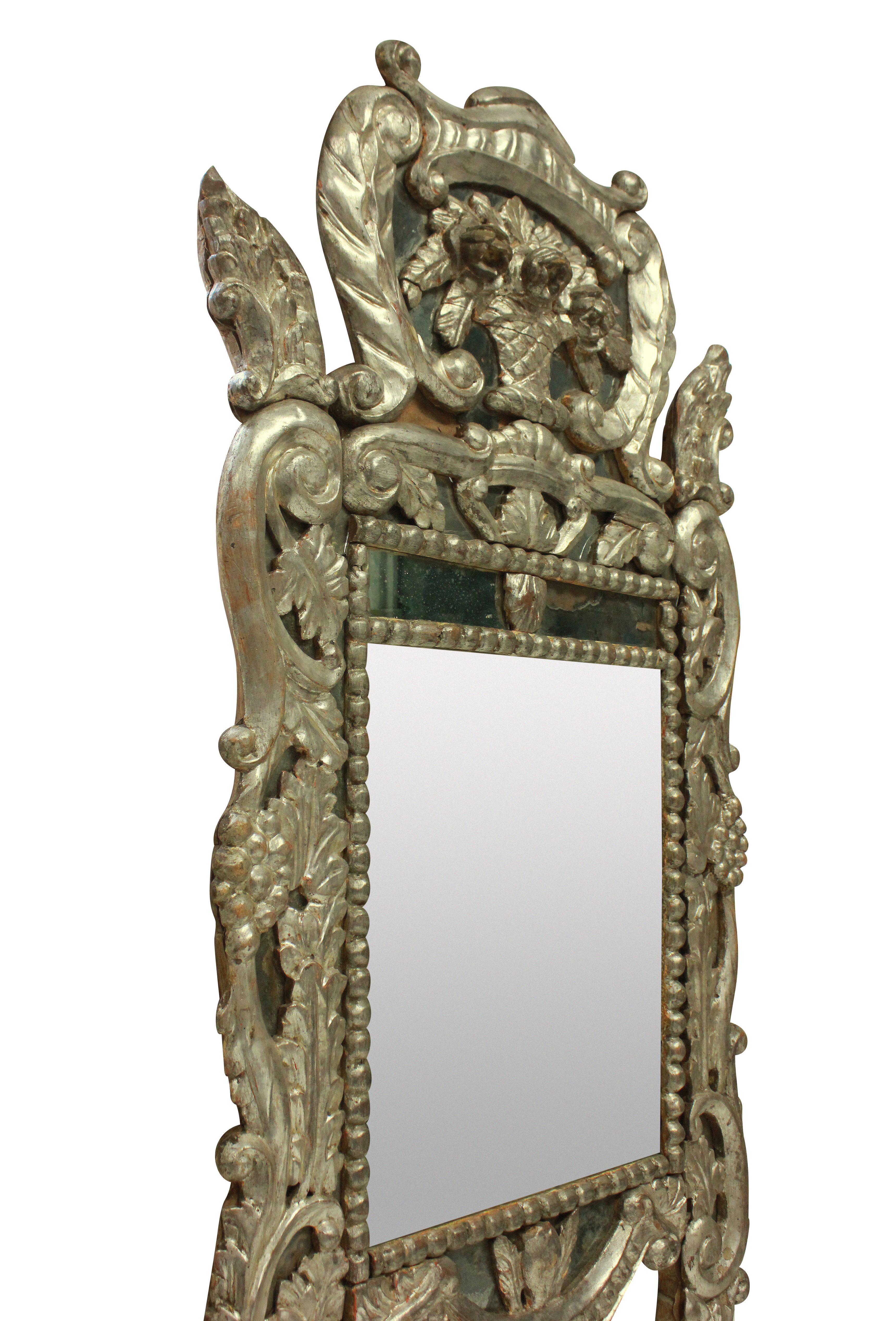 Italian 18th Century Venetian Mirror in Silver Leaf