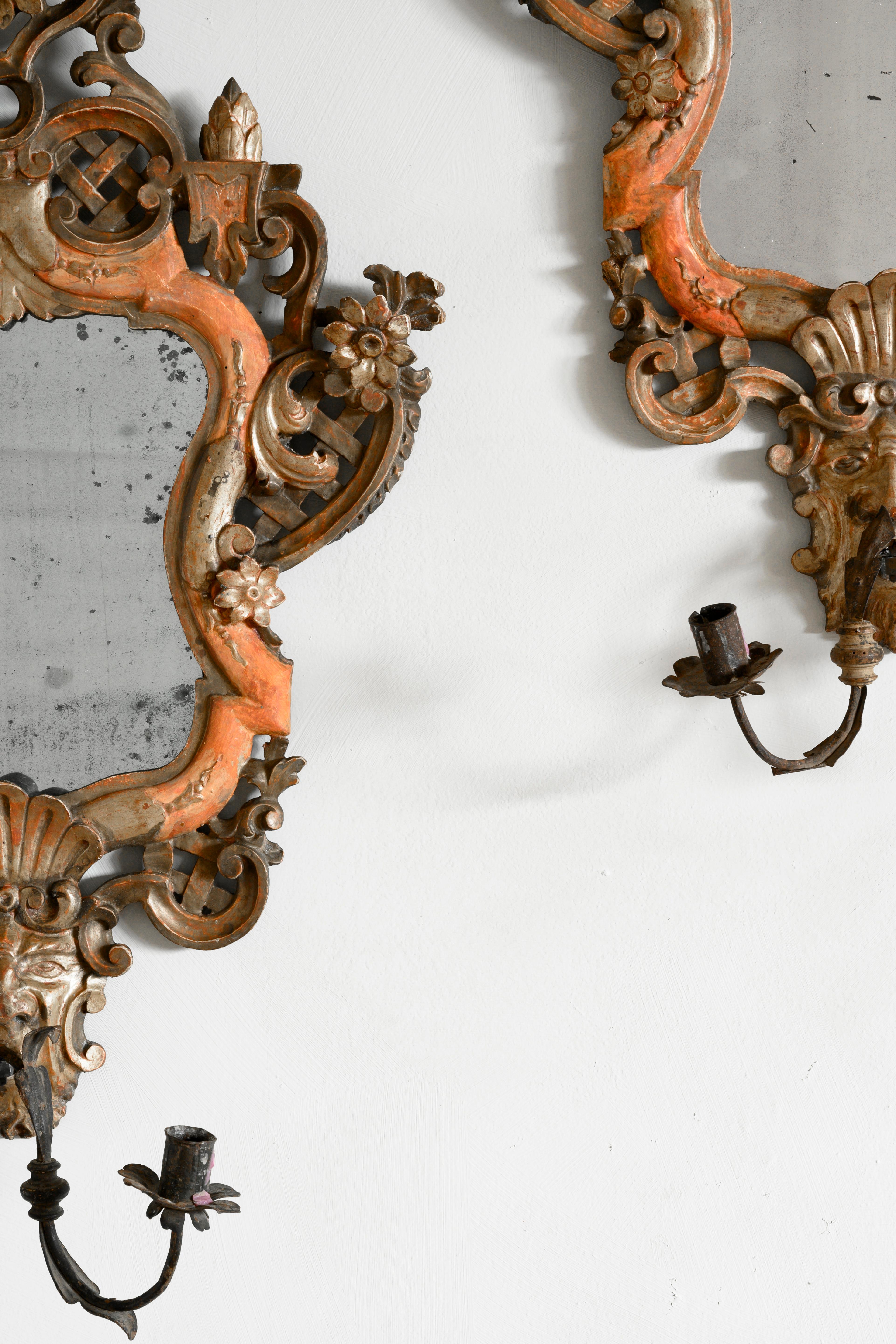 Hand-Carved 18th Century Venetian Mirror Sconces