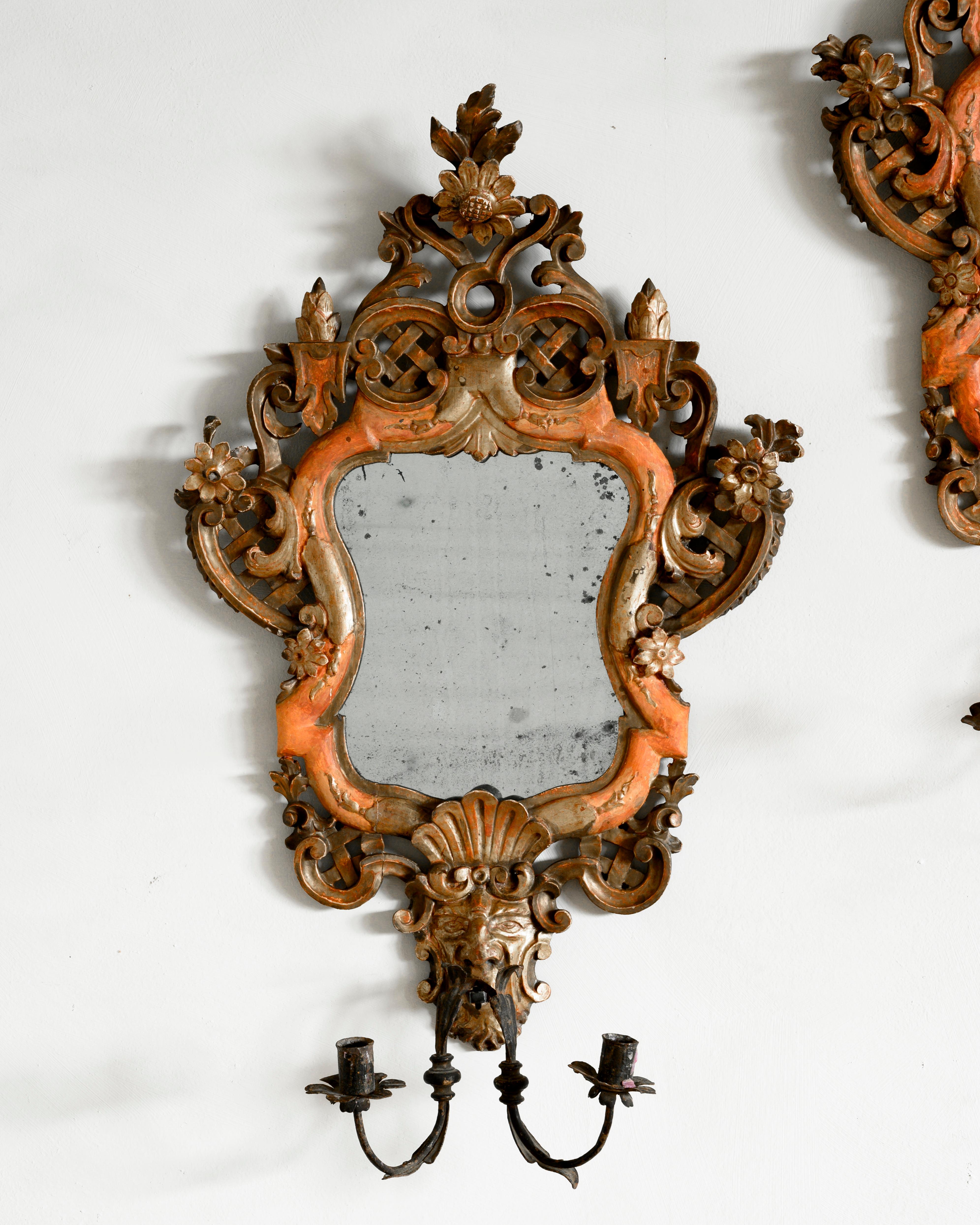 18th Century Venetian Mirror Sconces In Good Condition In Mjöhult, SE