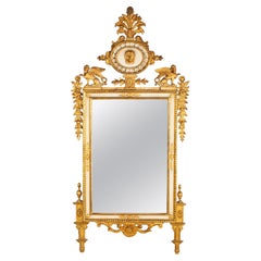 Specchio veneziano neoclassico del XVIII secolo in legno dorato e dipinto