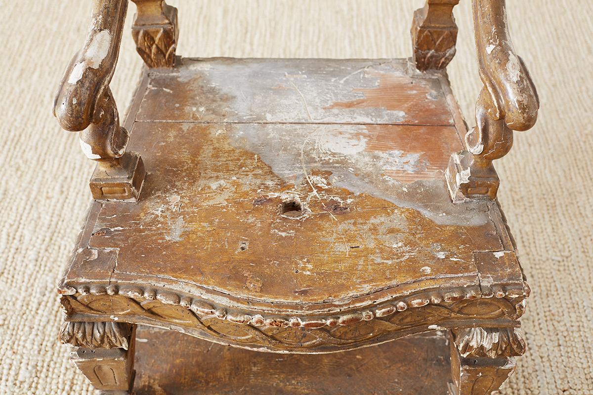 18th Century Venetian Neoclassical Parade Chair or Kings Chair 8