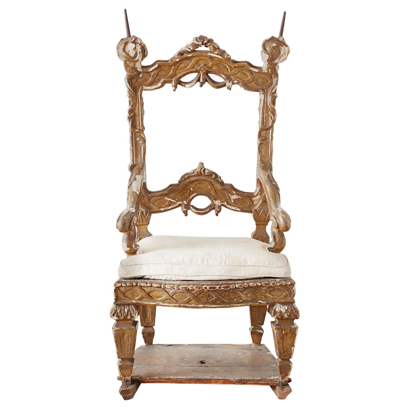 18th Century Venetian Neoclassical Parade Chair or Kings Chair