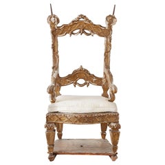 Used 18th Century Venetian Neoclassical Parade Chair or Kings Chair