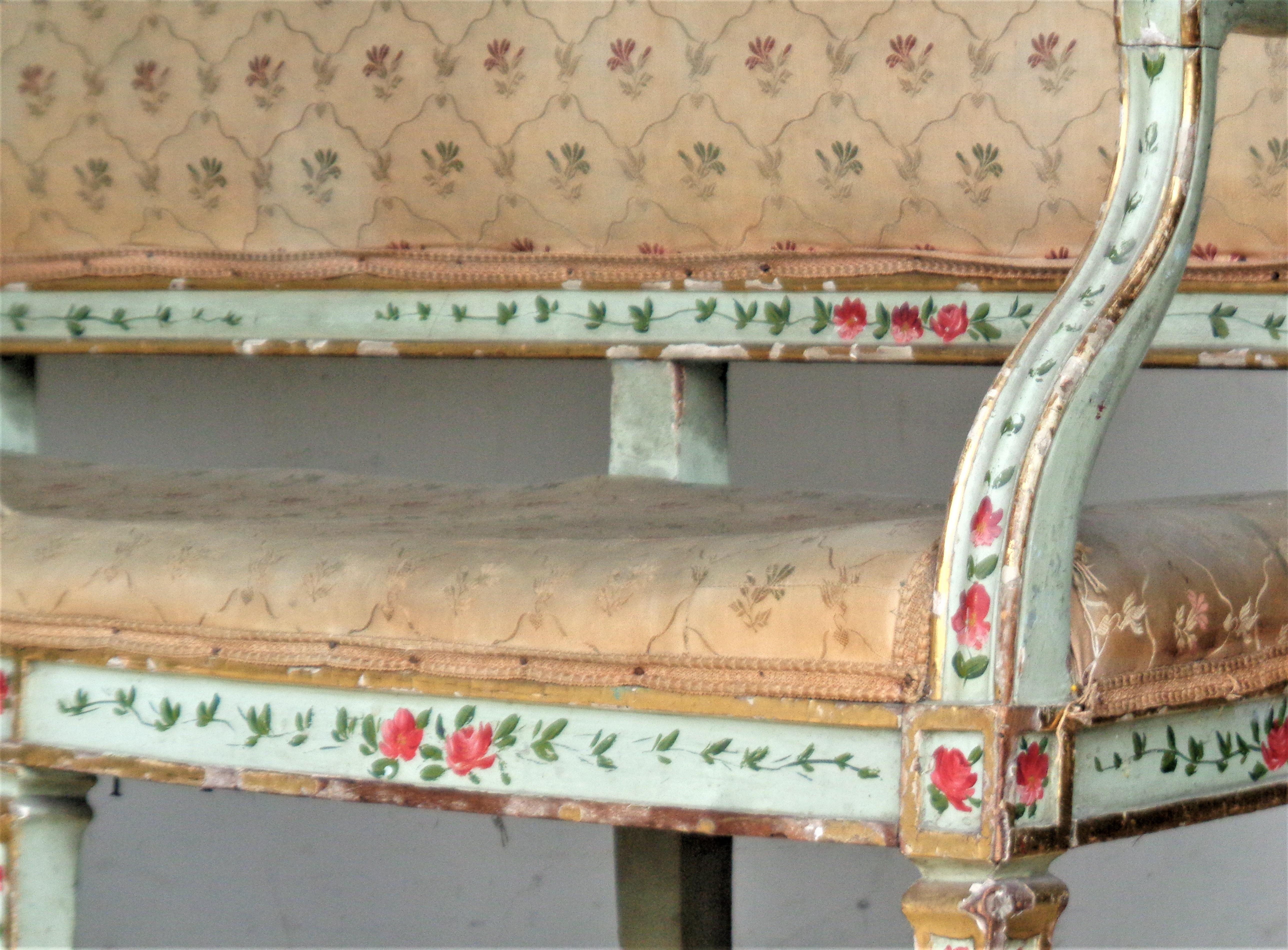 18th Century Painted Venetian Settee For Sale 1