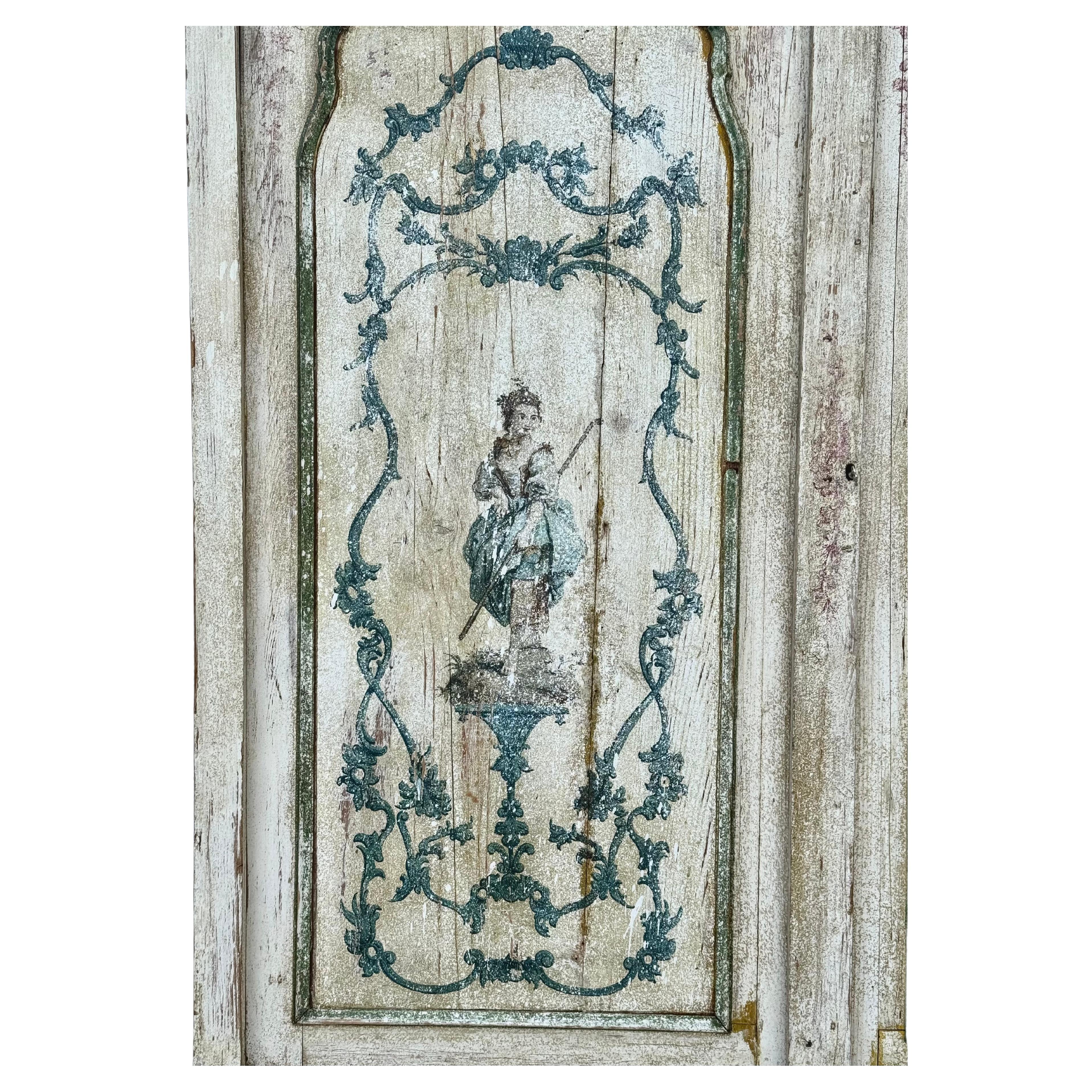 18th Century and Earlier 18th Century Venetian Painted Two Door Cabinet  For Sale